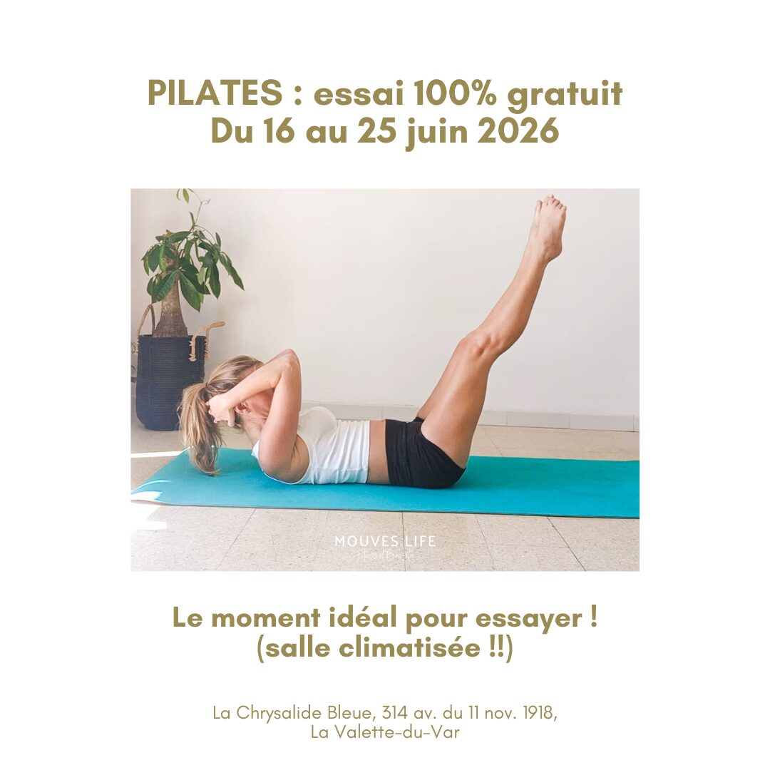 Cours d'essai offert de Pilates à La Valette-du-Var. Renforcement de la sangle abdominale en profondeur. Inscrivez-vous !